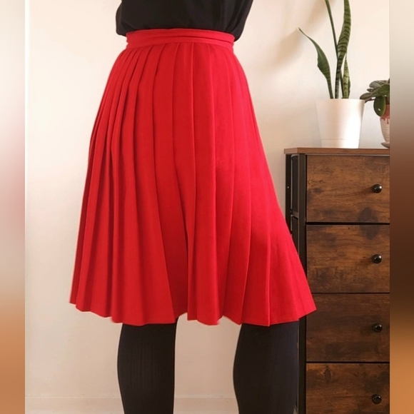 Vtg Jazzie Scarlet Pleated Knee Length Skirt Size US10 Preppy Frenchgirl Great C - Picture 2 of 11